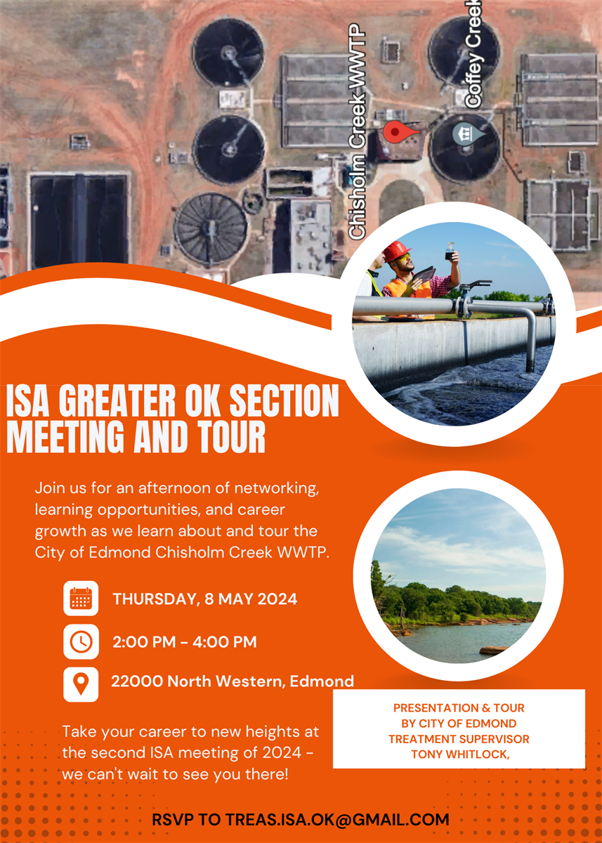 May 8 ISA Meeting and Tour invitation, Chisholm Creek WWTP